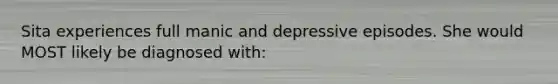 Sita experiences full manic and depressive episodes. She would MOST likely be diagnosed with: