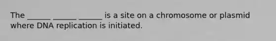 The ______ ______ ______ is a site on a chromosome or plasmid where DNA replication is initiated.