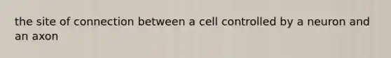 the site of connection between a cell controlled by a neuron and an axon