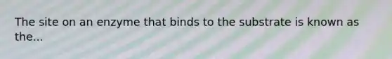 The site on an enzyme that binds to the substrate is known as the...