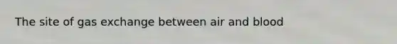 The site of <a href='https://www.questionai.com/knowledge/kU8LNOksTA-gas-exchange' class='anchor-knowledge'>gas exchange</a> between air and blood