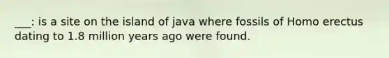 ___: is a site on the island of java where fossils of Homo erectus dating to 1.8 million years ago were found.