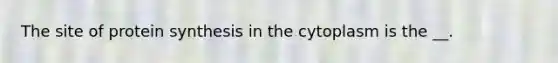 The site of <a href='https://www.questionai.com/knowledge/kVyphSdCnD-protein-synthesis' class='anchor-knowledge'>protein synthesis</a> in the cytoplasm is the __.
