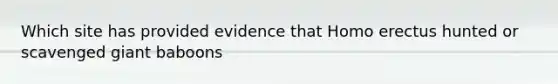 Which site has provided evidence that Homo erectus hunted or scavenged giant baboons