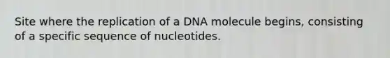 Site where the replication of a DNA molecule begins, consisting of a specific sequence of nucleotides.