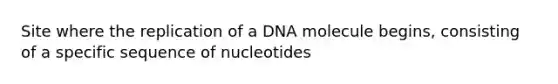 Site where the replication of a DNA molecule begins, consisting of a specific sequence of nucleotides