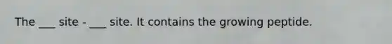 The ___ site - ___ site. It contains the growing peptide.