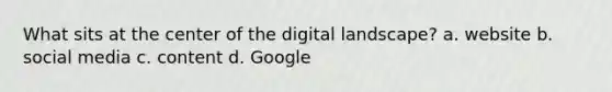 What sits at the center of the digital landscape? a. website b. social media c. content d. Google