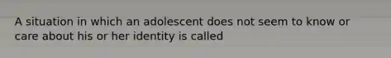 A situation in which an adolescent does not seem to know or care about his or her identity is called