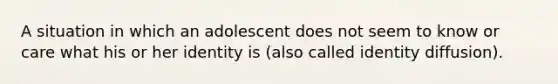 A situation in which an adolescent does not seem to know or care what his or her identity is (also called identity diffusion).