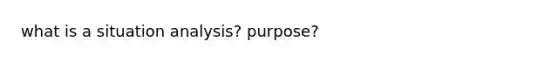 what is a situation analysis? purpose?