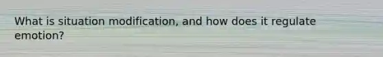 What is situation modification, and how does it regulate emotion?