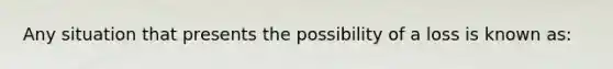 Any situation that presents the possibility of a loss is known as: