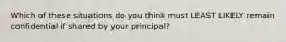 Which of these situations do you think must LEAST LIKELY remain confidential if shared by your principal?