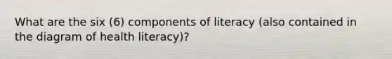 What are the six (6) components of literacy (also contained in the diagram of health literacy)?