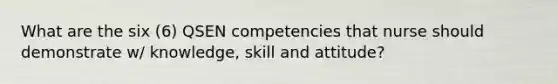 What are the six (6) QSEN competencies that nurse should demonstrate w/ knowledge, skill and attitude?