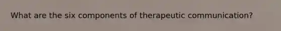 What are the six components of therapeutic communication?