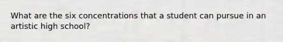 What are the six concentrations that a student can pursue in an artistic high school?