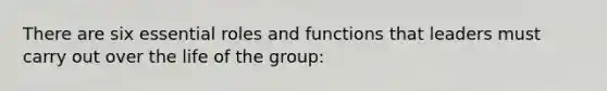 There are six essential roles and functions that leaders must carry out over the life of the group: