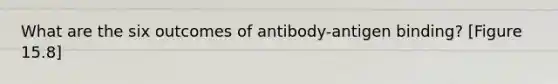 What are the six outcomes of antibody-antigen binding? [Figure 15.8]