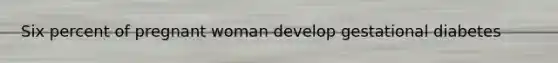 Six percent of pregnant woman develop gestational diabetes