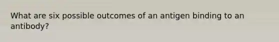 What are six possible outcomes of an antigen binding to an antibody?