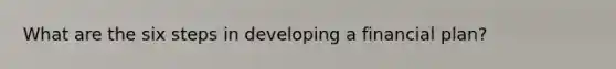 What are the six steps in developing a financial plan?