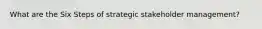 What are the Six Steps of strategic stakeholder management?