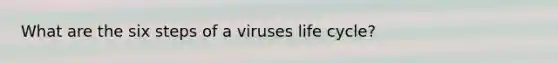 What are the six steps of a viruses life cycle?