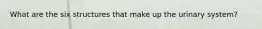 What are the six structures that make up the urinary system?