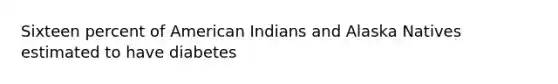 Sixteen percent of American Indians and Alaska Natives estimated to have diabetes