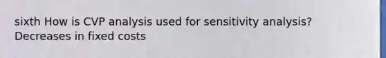 sixth How is CVP analysis used for sensitivity analysis? Decreases in fixed costs