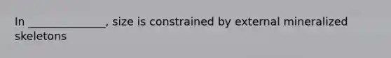 In ______________, size is constrained by external mineralized skeletons