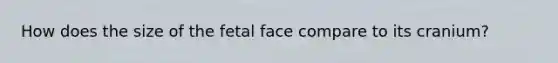 How does the size of the fetal face compare to its cranium?