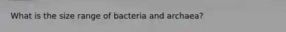 What is the size range of bacteria and archaea?