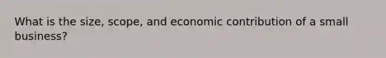 What is the size, scope, and economic contribution of a small business?