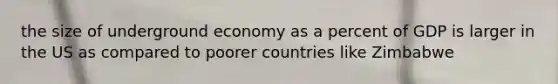 the size of underground economy as a percent of GDP is larger in the US as compared to poorer countries like Zimbabwe