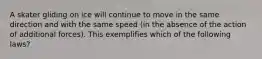 A skater gliding on ice will continue to move in the same direction and with the same speed (in the absence of the action of additional forces). This exemplifies which of the following laws?