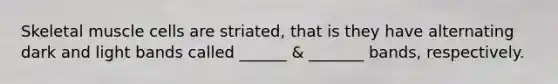Skeletal muscle cells are striated, that is they have alternating dark and light bands called ______ & _______ bands, respectively.