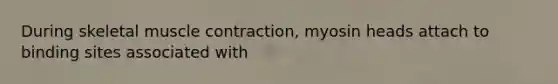 During skeletal muscle contraction, myosin heads attach to binding sites associated with