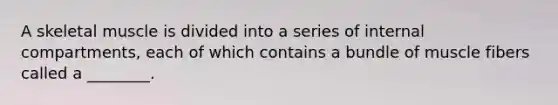 A skeletal muscle is divided into a series of internal compartments, each of which contains a bundle of muscle fibers called a ________.