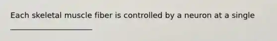 Each skeletal muscle fiber is controlled by a neuron at a single _____________________