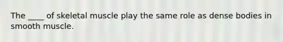 The ____ of skeletal muscle play the same role as dense bodies in smooth muscle.