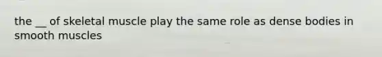the __ of skeletal muscle play the same role as dense bodies in smooth muscles