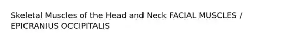 Skeletal Muscles of the Head and Neck FACIAL MUSCLES / EPICRANIUS OCCIPITALIS