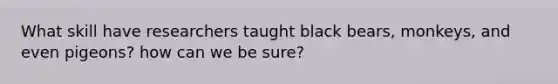 What skill have researchers taught black bears, monkeys, and even pigeons? how can we be sure?