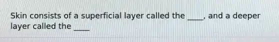 Skin consists of a superficial layer called the ____, and a deeper layer called the ____