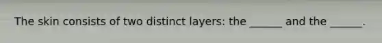 The skin consists of two distinct layers: the ______ and the ______.