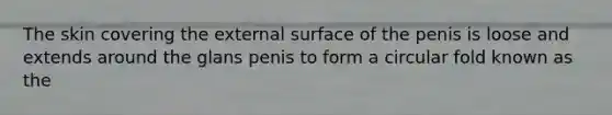 The skin covering the external surface of the penis is loose and extends around the glans penis to form a circular fold known as the