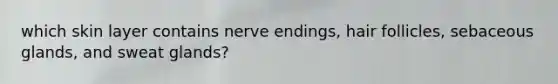 which skin layer contains nerve endings, hair follicles, sebaceous glands, and sweat glands?